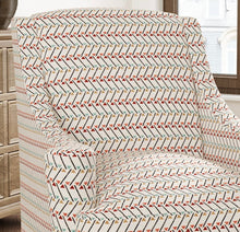 Load image into Gallery viewer, Heavy Duty Aqua Coral Red Olive Black Geometric Abstract Upholstery Fabric CF