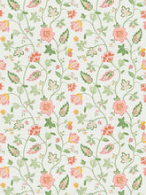 Load image into Gallery viewer, Cream Orange Pink Green Linen Blend Floral Upholstery Drapery Fabric FB