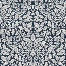Load image into Gallery viewer, White Indigo Blue Cotton Floral Botanical Upholstery Drapery Fabric FB