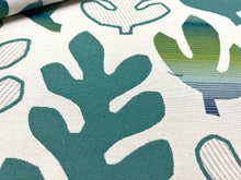 Load image into Gallery viewer, Brentano Still Life Ferns Sunbrella Outdoor Teal Green Blue Beige Botanical Upholstery Drapery Fabric