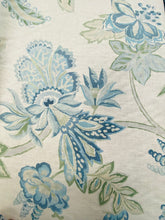 Load image into Gallery viewer, Lee Jofa Augustine Print Linen Floral Botanical Water &amp; Stay Resistant Drapery Upholstery Fabric Aqua Blue Beige Green Cream STA 3356