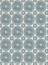 Load image into Gallery viewer, Cream Teal Blue Medallion Upholstery Fabric FB