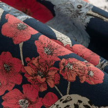 Load image into Gallery viewer, Navy Blue Coral Cream Floral Tropical Botanical Cheetah Bird Upholstery Drapery Fabric FB