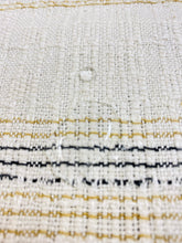 Load image into Gallery viewer, Designer Cream Mustard Black Nautical Stripe Water &amp; Stain Resistant Upholstery Fabric WHS 3461