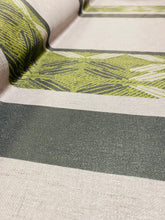 Load image into Gallery viewer, Ilempe"a Stripe on Kailua Ecru Lime Green Taupe Hawaiian Water &amp; Stain Resistant Upholstery Drapery Fabric WHS 3243