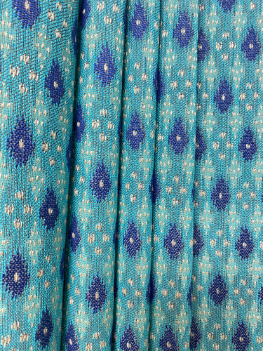 1.5 Yard of Designer Turquoise Royal Blue Beige Ikat Upholstery Fabric WHS 4123