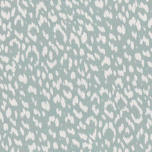 Load image into Gallery viewer, Linen Rayon Seafoam Aqua Blue Cream Cheetah Animal Print Upholstery Drapery Fabric FB