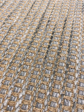 Load image into Gallery viewer, Designer Heavy Duty Beige Ecru Linen Flax Chenille Tweed Grey Water &amp; Stain Resistant Upholstery Fabric WHS 3976