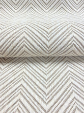 Load image into Gallery viewer, 1.8 Yard Designer MCM Mid Century Modern Herringbone Cream Taupe Geometric Upholstery Fabric WHS 3331