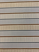 Load image into Gallery viewer, Indoor Outdoor Water &amp; Stain Resistant Brown Beige Gray Stripe Nautical Upholstery Drapery Fabric WHS 3876