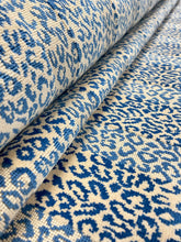 Load image into Gallery viewer, Scalamandre Corbet Navy Blue Beige Animal Pattern Epingle Velvet Upholstery Fabric STA 3452