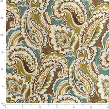 Load image into Gallery viewer, Brown Green Teal Paisley Upholstery Drapery Fabric CF