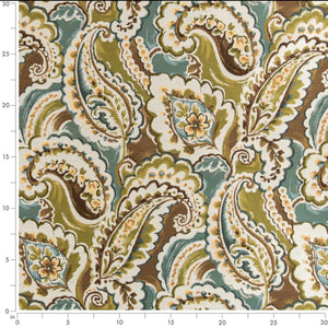 Brown Green Teal Paisley Upholstery Drapery Fabric CF