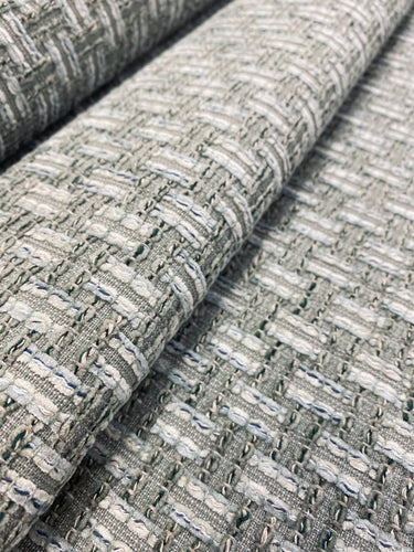 1.5 Yard Cowtan & Tout Keston Celadon Seafoam Green Geometric Boucle MCM Mid Century Modern Chenille Upholstery Fabric STA 3342