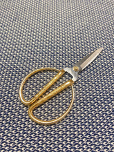 Load image into Gallery viewer, Designer Navy Blue Cream Small Scale Geometric MCM Mid Century Modern Water &amp; Stain Resistant Upholstery Fabric WHS 3595