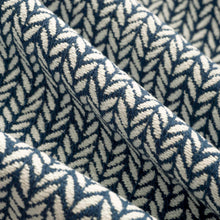Load image into Gallery viewer, Navy Blue White Geometric Stripe Upholstery Fabric FB