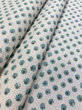 Load image into Gallery viewer, Pintura Studio Caspian Oatmeal Aqua Teal Grey Dot Linen Water &amp; Stain Resistant Upholstery Drapery Fabric WHS 3336