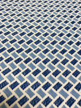 Load image into Gallery viewer, 1.3 Yard Brunschwig &amp; Fils Briquetage Indoor Outdoor Water Stain Resistant Geometric French Blue Navy Upholstery Fabric WHS 3617