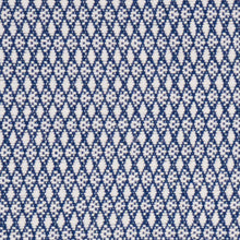 Load image into Gallery viewer, 1.5 Yd Schumacher Zoila Navy Blue Cream Linen Flax Geometric Upholstery Fabric