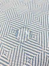 Load image into Gallery viewer, Perennials Chelsea Square Spruse Rose Tarlow Melrose House Water Resistant Blue Indoor Outdoor Geometric Upholstery Drapery Fabric WHS 3085