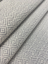 Load image into Gallery viewer, Designer Cream Gray Grey Geometric Water &amp; Stain Resistant Upholstery Fabric WHS 4043