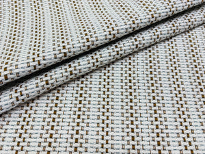 Pierre Frey F3263011 Moorea Coco Off White Brown Indoor Outdoor Woven Stripe Tweed Upholstery Fabric