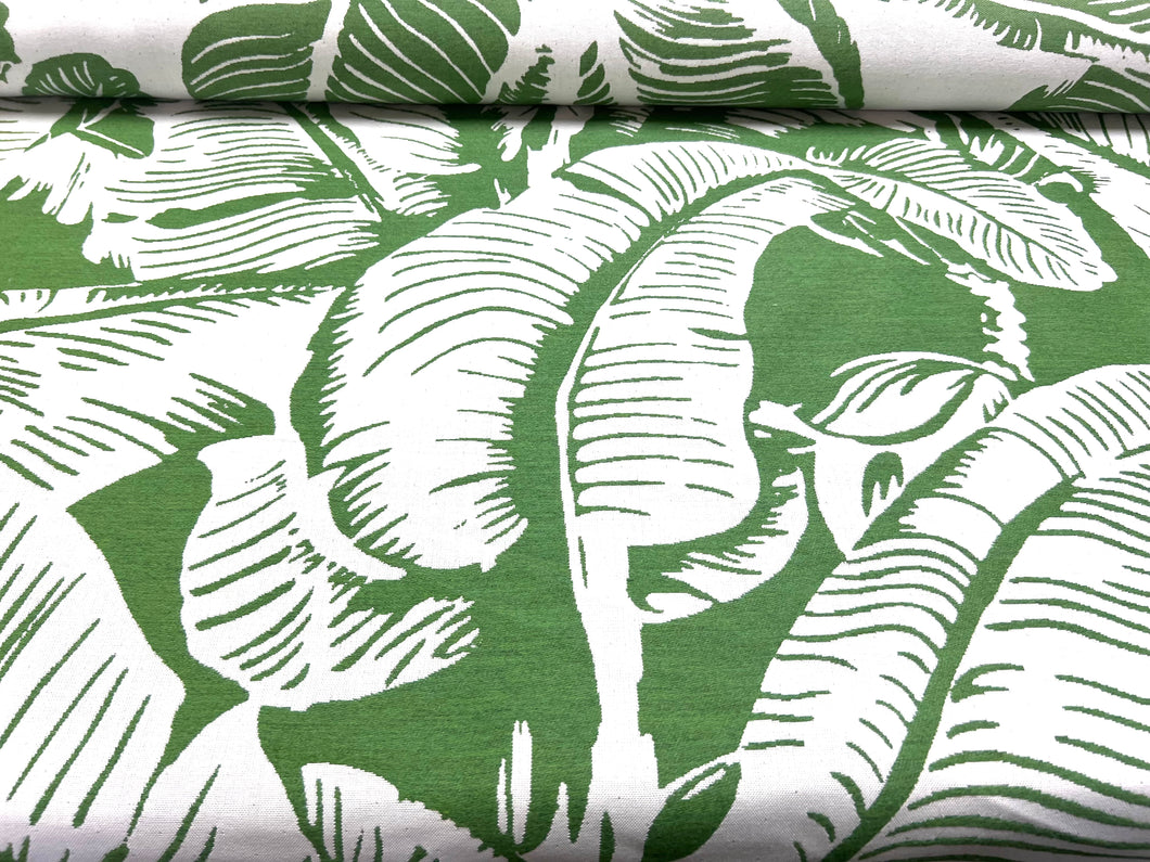 Sunbrella Martinique Grass Off White Green Botanical Palm Leaf Outdoor Upholstery Drapery Fabric