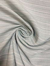 Load image into Gallery viewer, Designer Aqua Blue White Indoor Outdoor Water &amp; Stain Resistant Stripe Upholstery Drapery Fabric WHS 3847
