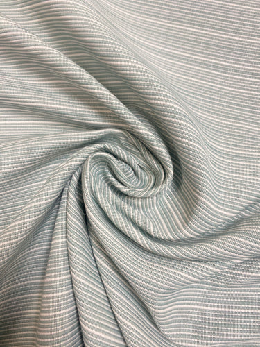 Designer Aqua Blue White Indoor Outdoor Water & Stain Resistant Stripe Upholstery Drapery Fabric WHS 3847