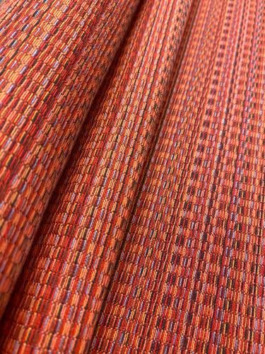 1.25 Yds Designer Woven Water & Stain Resistant Red Blue Black Stripe Tweed Upholstery Fabric WHS 3870