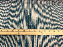 Load image into Gallery viewer, Kelly Wreastler Groundworks Fabric Vertex Pacific Outdoor Stripe Beige Navy Blue Fabric