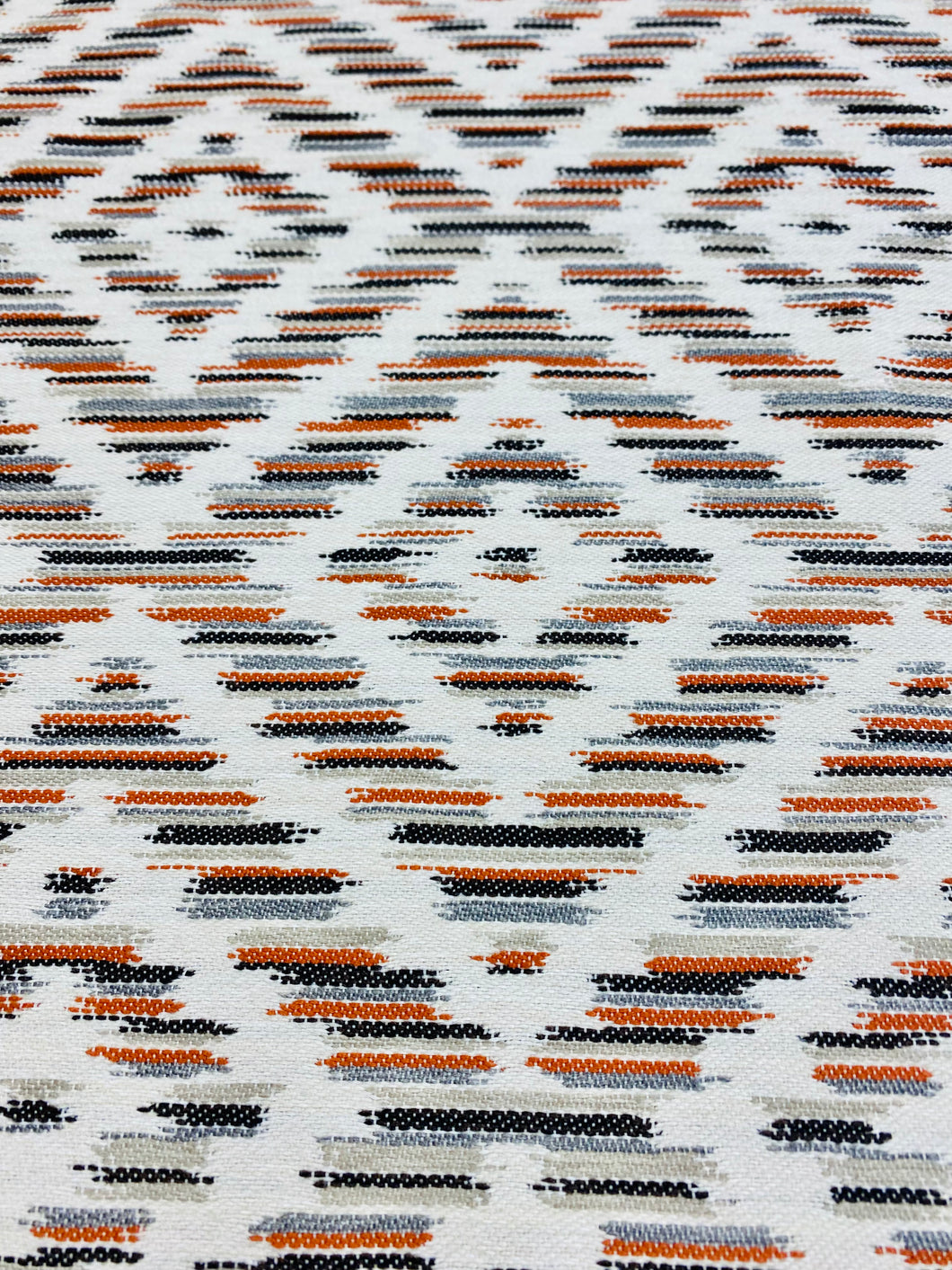 Graham Sanderson Romo Nicoya Estro Indoor Outdoor Henna Orange Cream Grey Southwestern Geometric Upholstery Fabric STA 3293