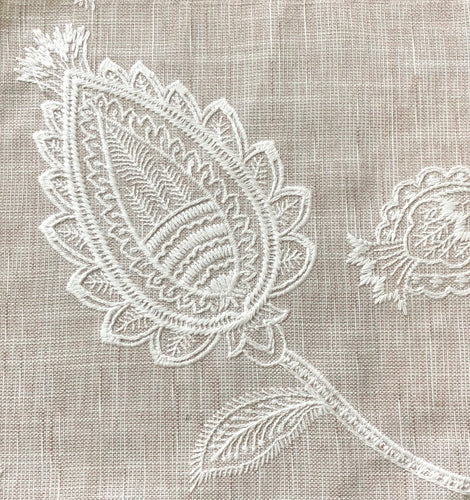 Ansley Park Embroidered Neutral Jacobean Drapery Fabric / Sandstone