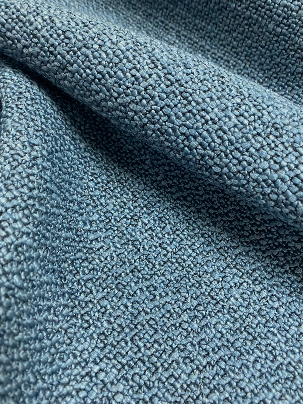 Designer Nubby Performance MCM Mid Century Modern Denim Blue Boucle Upholstery Fabric WHS 3443