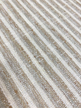 Load image into Gallery viewer, Designer Faux Linen Cream Beige Grey Stripe Upholstery Drapery Fabric WHS 3944