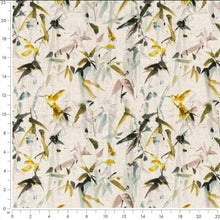 Load image into Gallery viewer, Stain Resistant Cream Aqua Blue Green Floral Bird Upholstery Drapery Fabric CF