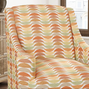 Heavy Duty Art Deco Geometric Abstract Green Orange Mustard Upholstery Drapery Fabric CF