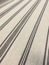 Load image into Gallery viewer, Designer Indoor Outdoor Water &amp; Stain Resistant Woven Beige Black Nautical Stripe Upholstery Drapery Fabric STA 3385