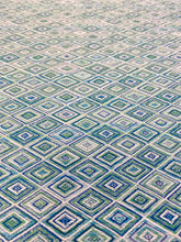 Load image into Gallery viewer, 1.25 Yds SCHUMACHER Diamond Strie Peacock Green Blue Indoor Outdoor Upholstery Fabric STA 3115