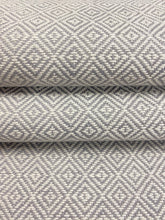 Load image into Gallery viewer, Designer Cream Gray Grey Geometric Water &amp; Stain Resistant Upholstery Fabric WHS 4043