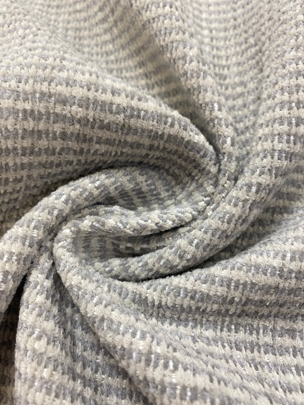Designer Water & Stain Resistant Grey MCM Mid Century Modern Chenille Upholstery Fabric WHS 4063