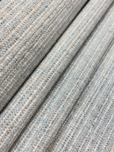 Load image into Gallery viewer, 1.6 Yard Designer Linen Flax Viscose Blue Cream Beige Brown Tweed MCM Mid Century Modern Water &amp; Stain Resistant Upholstery Fabric WHS 4035