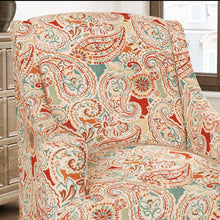 Load image into Gallery viewer, Beige Orange Teal Yellow Paisley Upholstery Drapery Fabric CF