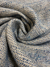 Load image into Gallery viewer, Designer Water &amp; Stain Resistant MCM Mid Century Modern Tweed Teal Blue Taupe Linen Flax Woven Upholstery Fabric STA 3934