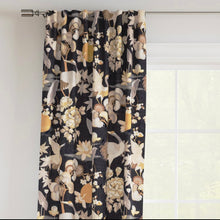 Load image into Gallery viewer, Stain Resistant Charcoal Black Grey Brown Mustard Chinoiserie Crane Bird Upholstery Drapery Fabric CF