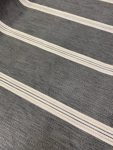 Designer Grey Beige Woven Nautical Stripe Upholstery Fabric STA 3246