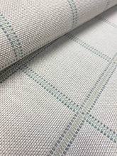 Load image into Gallery viewer, Designer Reversible Seafoam Green Beige Plaid Windowpane Water &amp; Stain Resistant Indoor Outdoor Upholstery Fabric WHS 3839