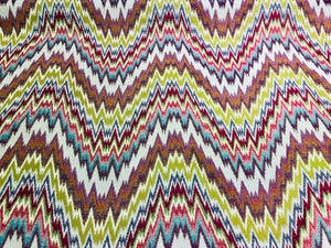 JF Fabrics PERTH-46 Flame Stitch Upholstery Fabric Green Purple Pink Blue