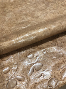 21 SF Genuine Beige Tooled Cowboy Floral Upholstery Leather Suede Hide