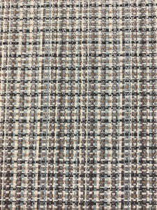 Designer Water & Stain Resistant Performance MCM Black Taupe Grey Stripe Upholstery Fabric WHS 4199